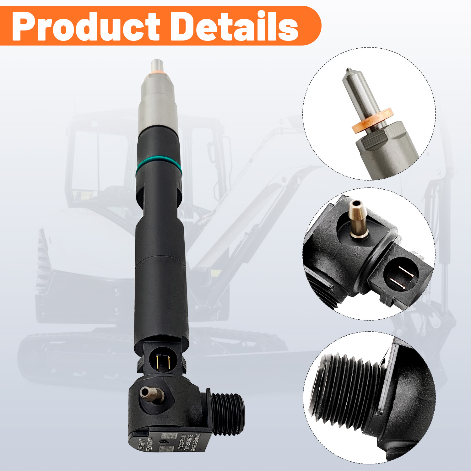 Fuel Injector with Seal for Delphi Doosan D24 D18 For Bobcat E32 E35 E42 E45 E50 E55 E85 S450 T450 T550