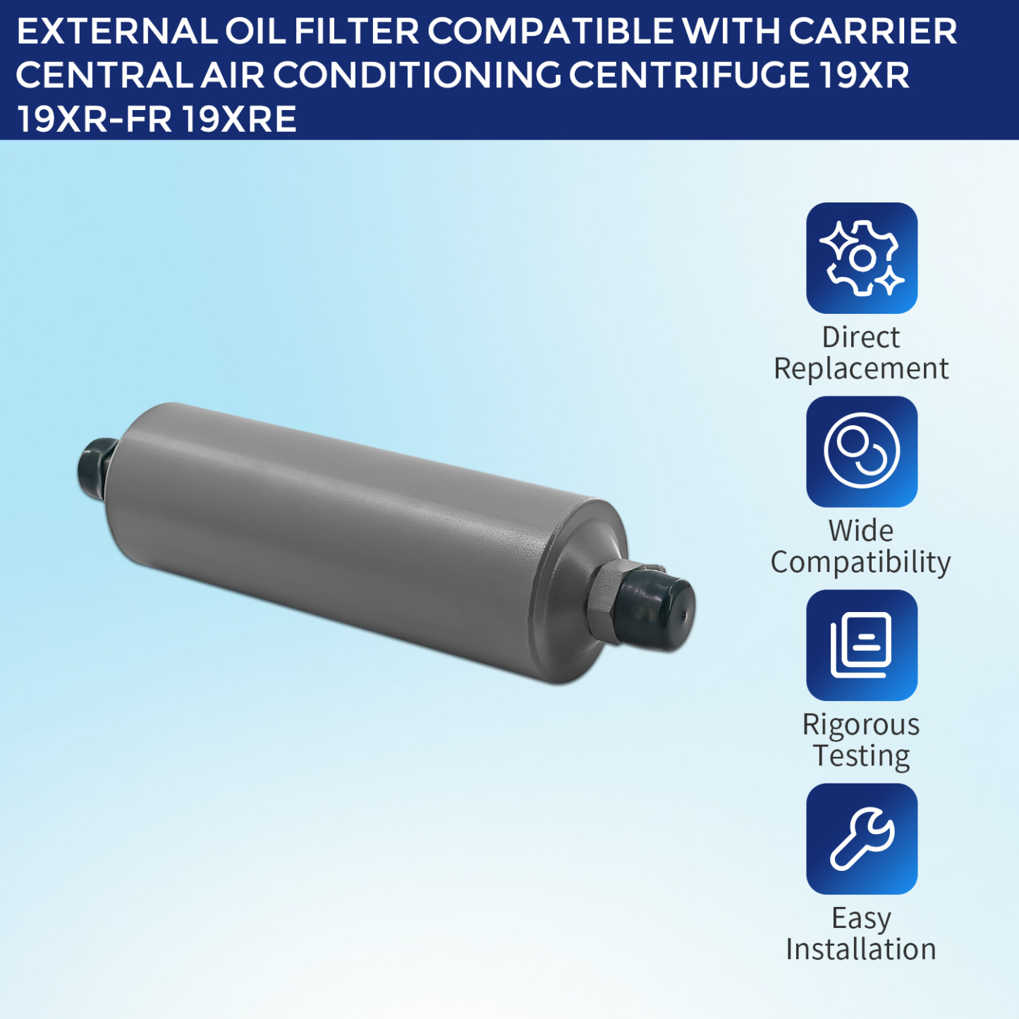 External Oil Filter Compatible with Carrier Central Air Conditioning Centrifuge 19XR 19XR-FR 19XRE