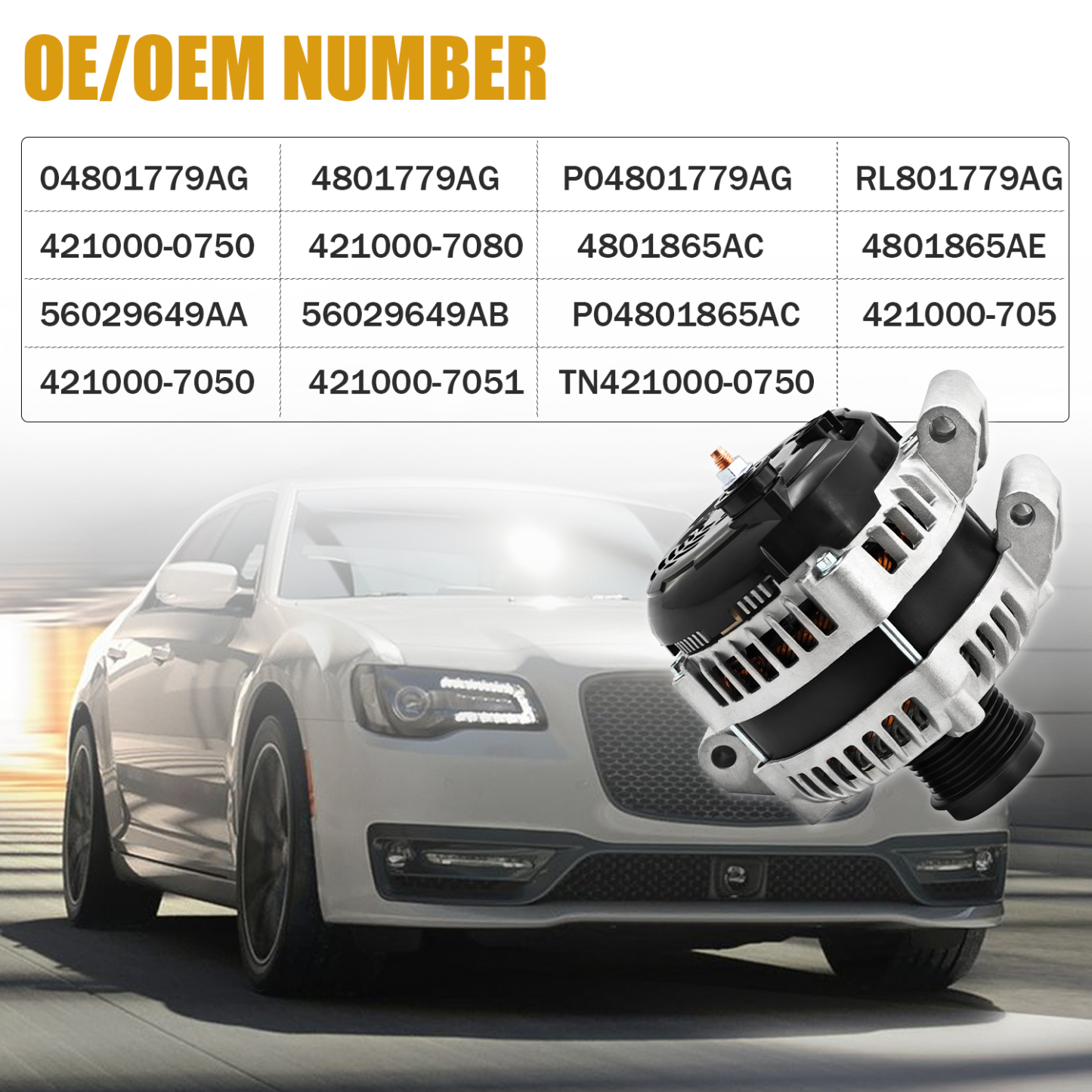 300 Amp 14V Alternator for Chrysler 300/Charger/Challenger 2011-2023