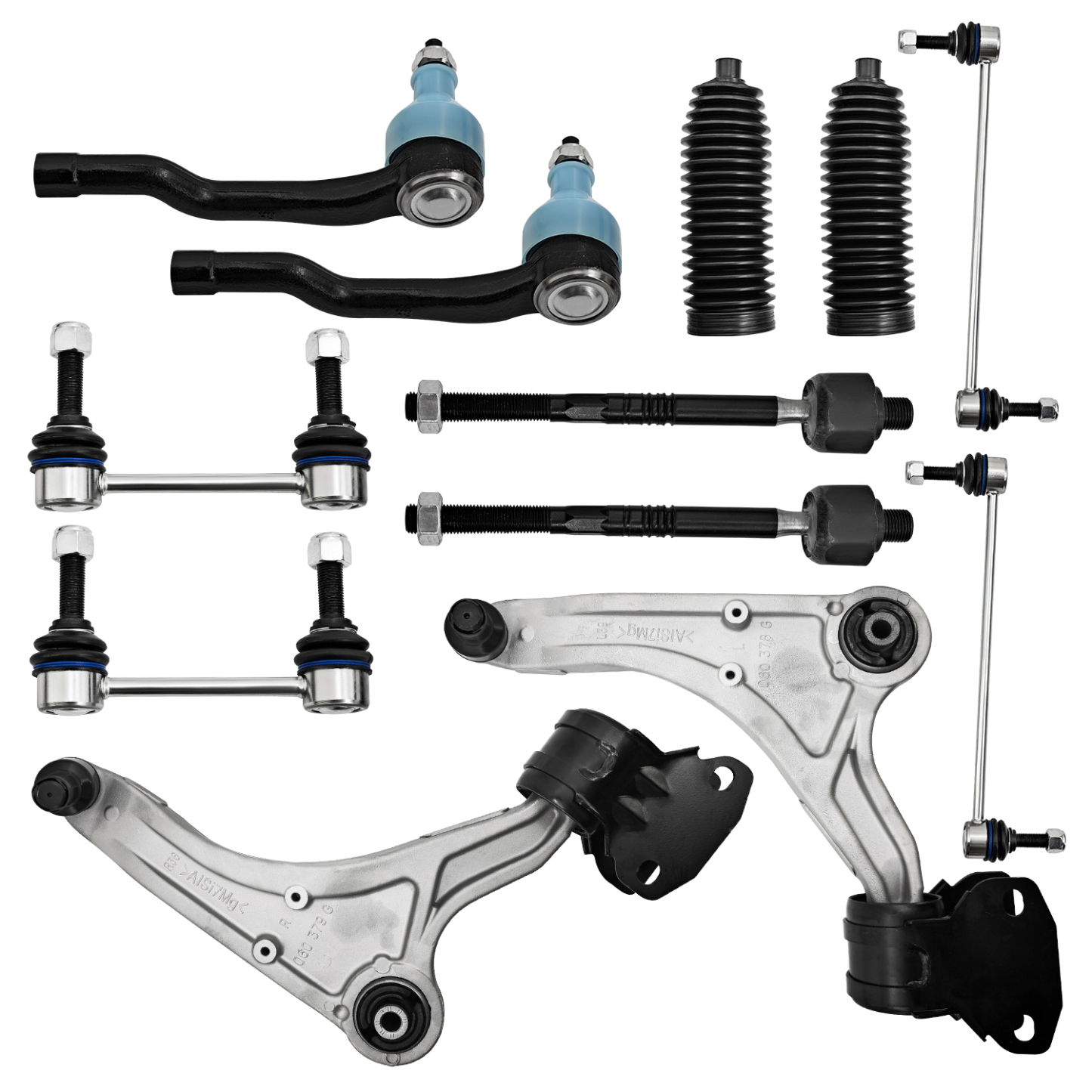 112 Pcs Front Suspension Kit Front Lower Control Arms w/Ball Joints Inner Outer Tie Rods Sway Bar Compatible with Ford Fusion 2013-2017