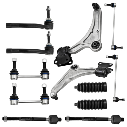 112 Pcs Front Suspension Kit Front Lower Control Arms w/Ball Joints Inner Outer Tie Rods Sway Bar Compatible with Ford Fusion 2013-2017