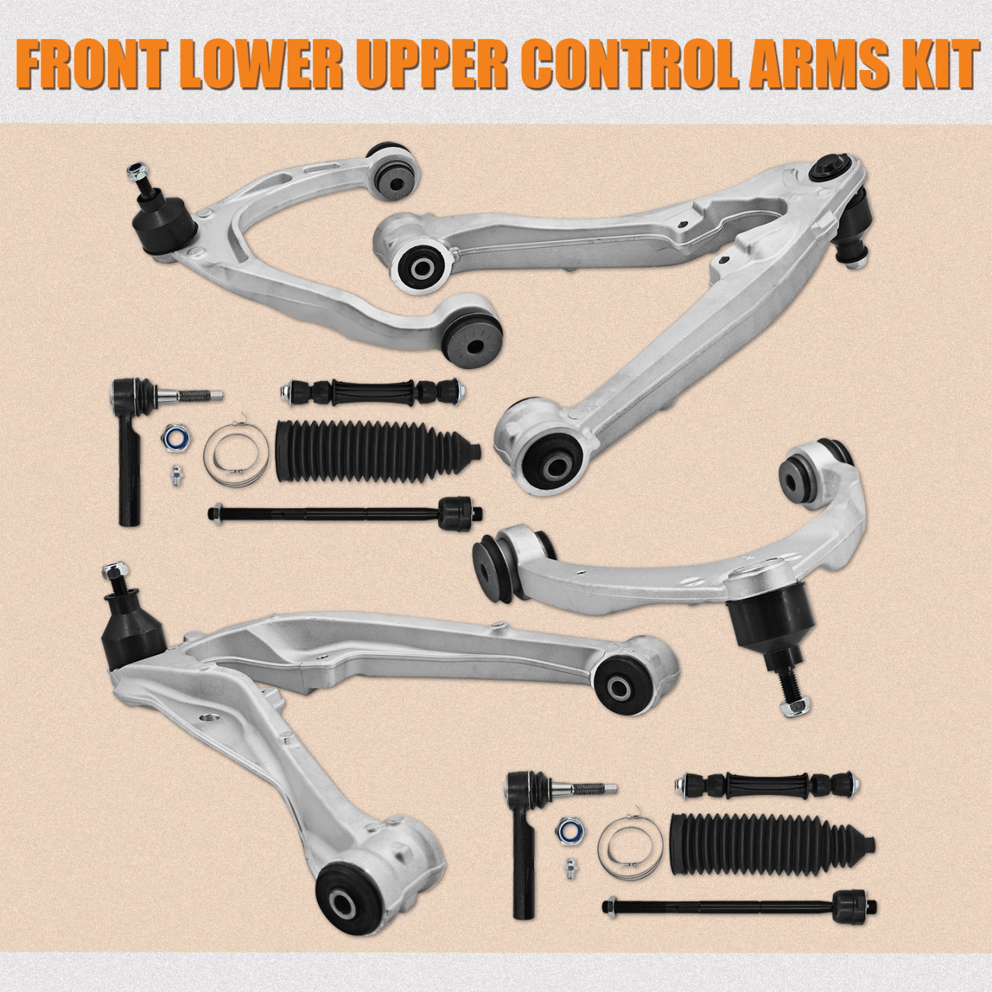 12Pcs Suspension Kit Front Upper Lower Control Arms for Cadillac Escalade 2015-2016, for Chevy Silverado 1500 2014-2016, for GMC Yukon 2015-2016