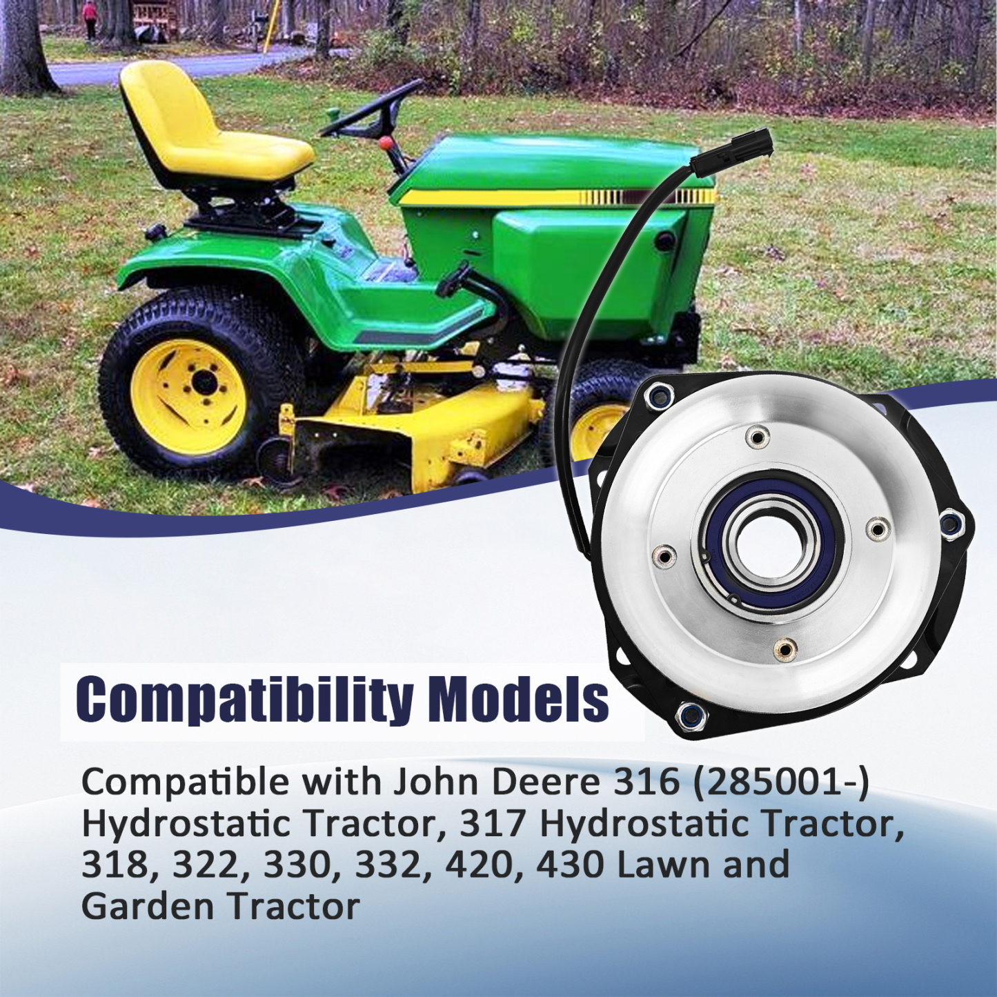 PTO Clutch Compatible with John Deere 316, 317, 318, 322, 330, 332, 420, 430 Lawn Garden Tractor