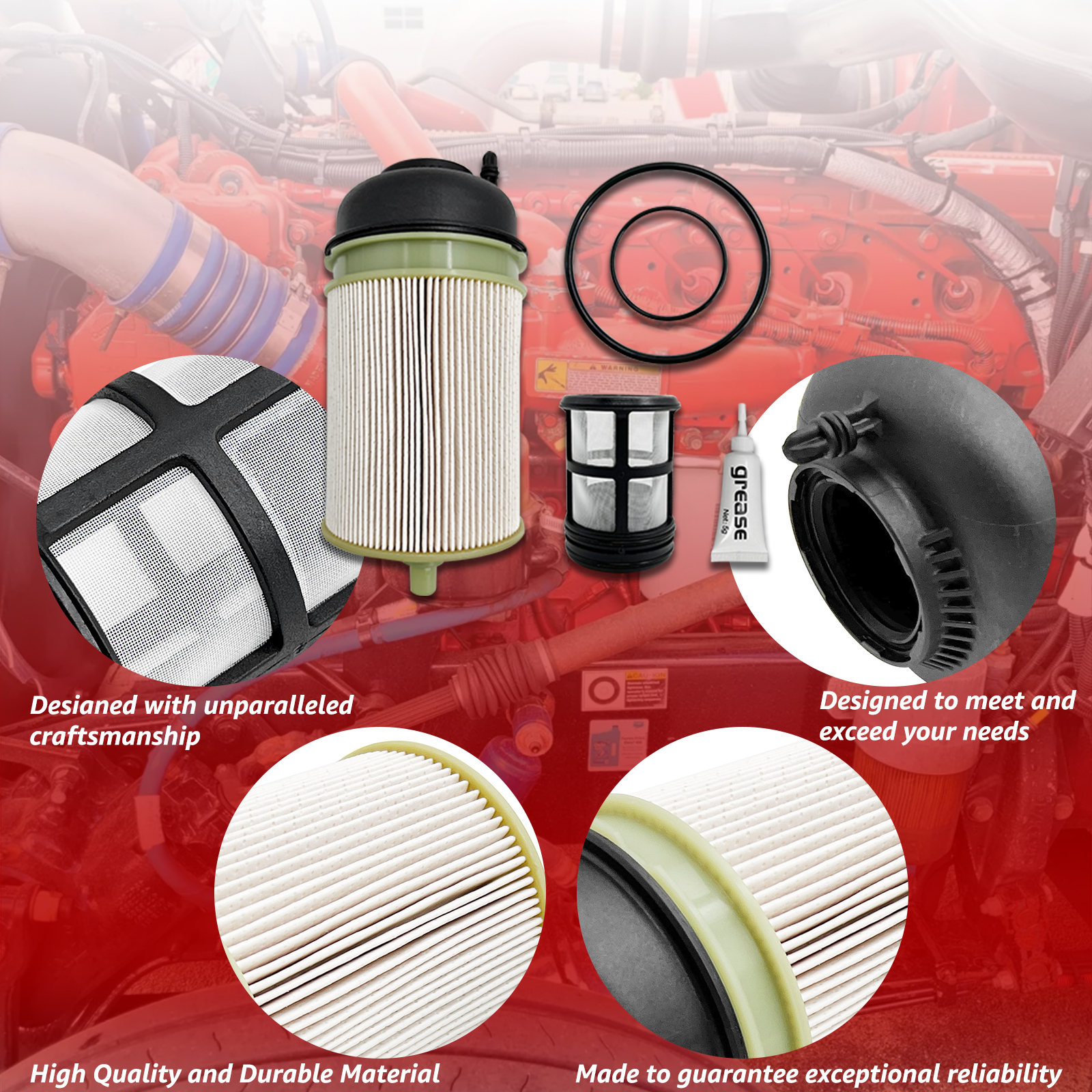 6 PCS Fuel Filter Compatible with Detroit Diesel DD13 DD15 DD16 Freightliner Western Star Replace# A4720900651 PF9908