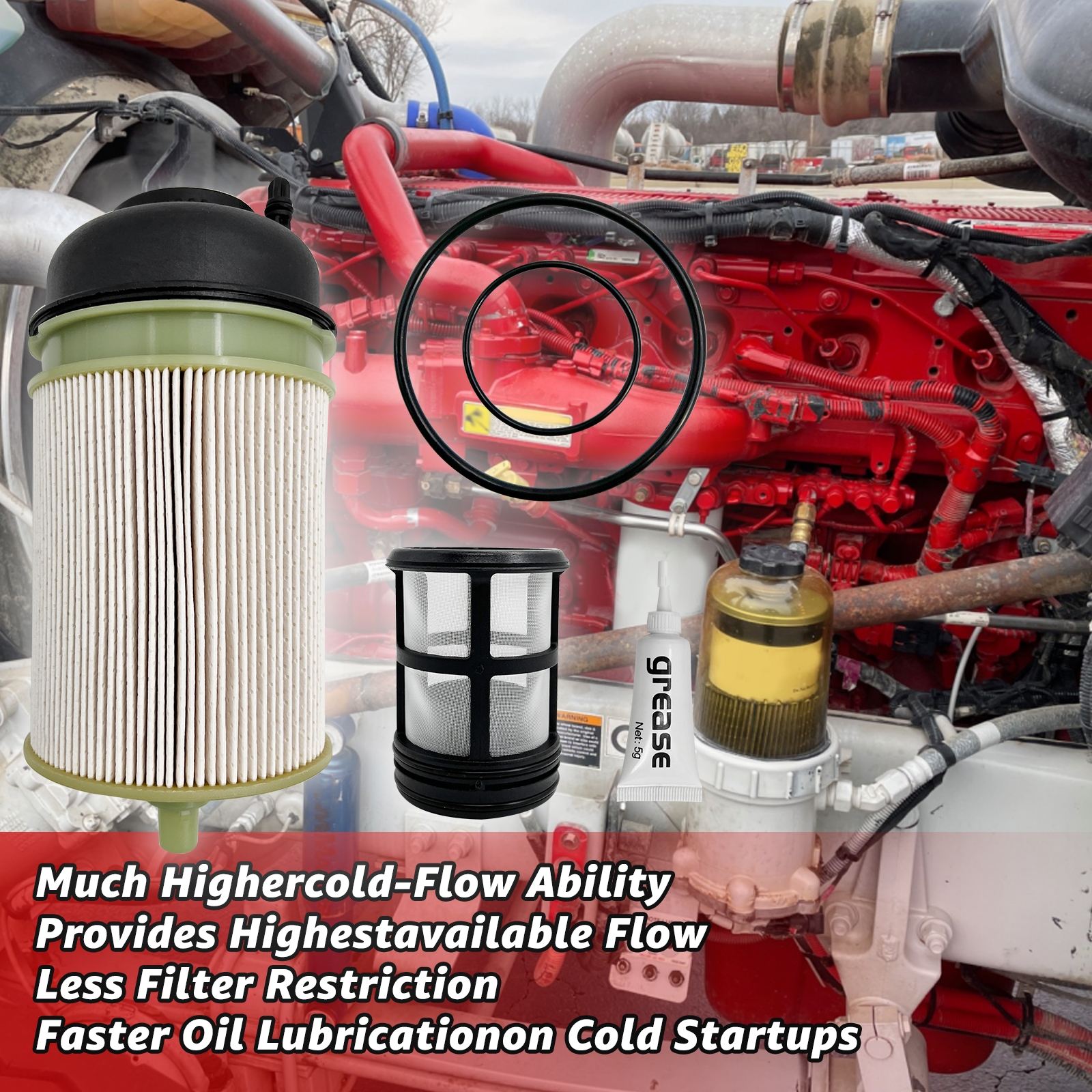 6 PCS Fuel Filter Compatible with Detroit Diesel DD13 DD15 DD16 Freightliner Western Star Replace# A4720900651 PF9908