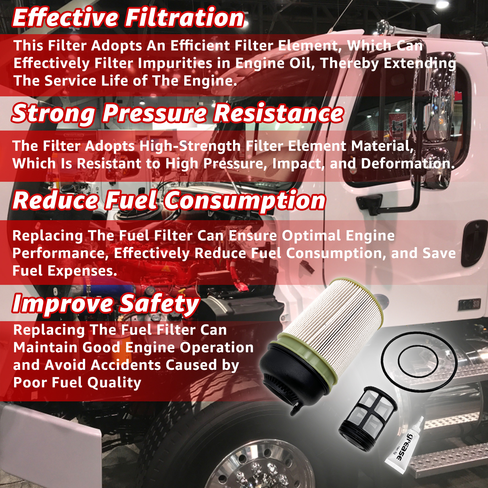 6 PCS Fuel Filter Compatible with Detroit Diesel DD13 DD15 DD16 Freightliner Western Star Replace# A4720900651 PF9908