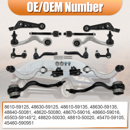 14 PCS Front Upper & Lower Control Arms Kit for Lexus LS460 AWD 2007-2017 with Links & Tie Rod