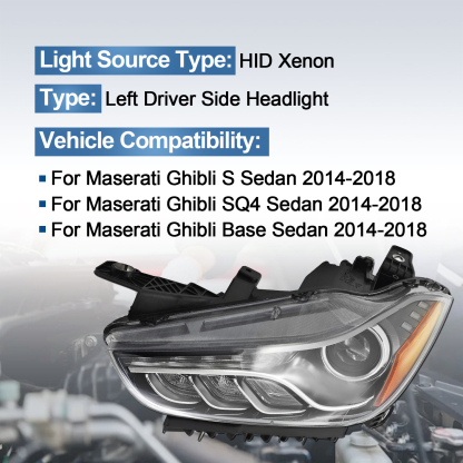 HID Xenon Headlight Compatible with Maserati Ghibli 2014-2018 - Left Driver Side 