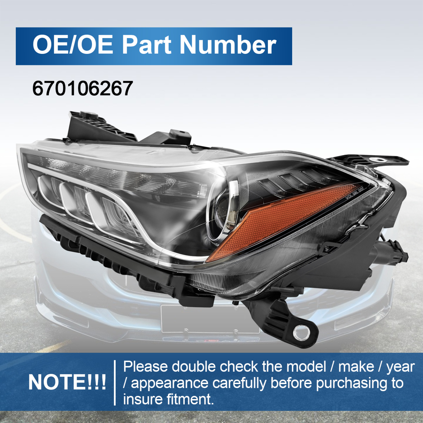 HID Xenon Headlight Compatible with Maserati Ghibli 2014-2018 - Left Driver Side 