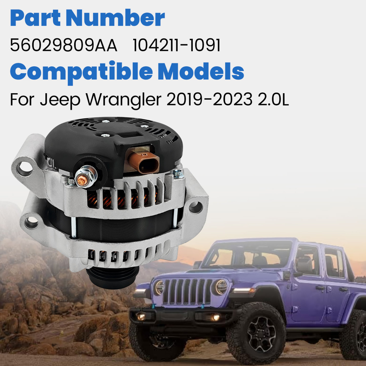 12V 240A Alternator Compatible with Jeep Wrangler Unlimited Sport 2019-2023 2.0L