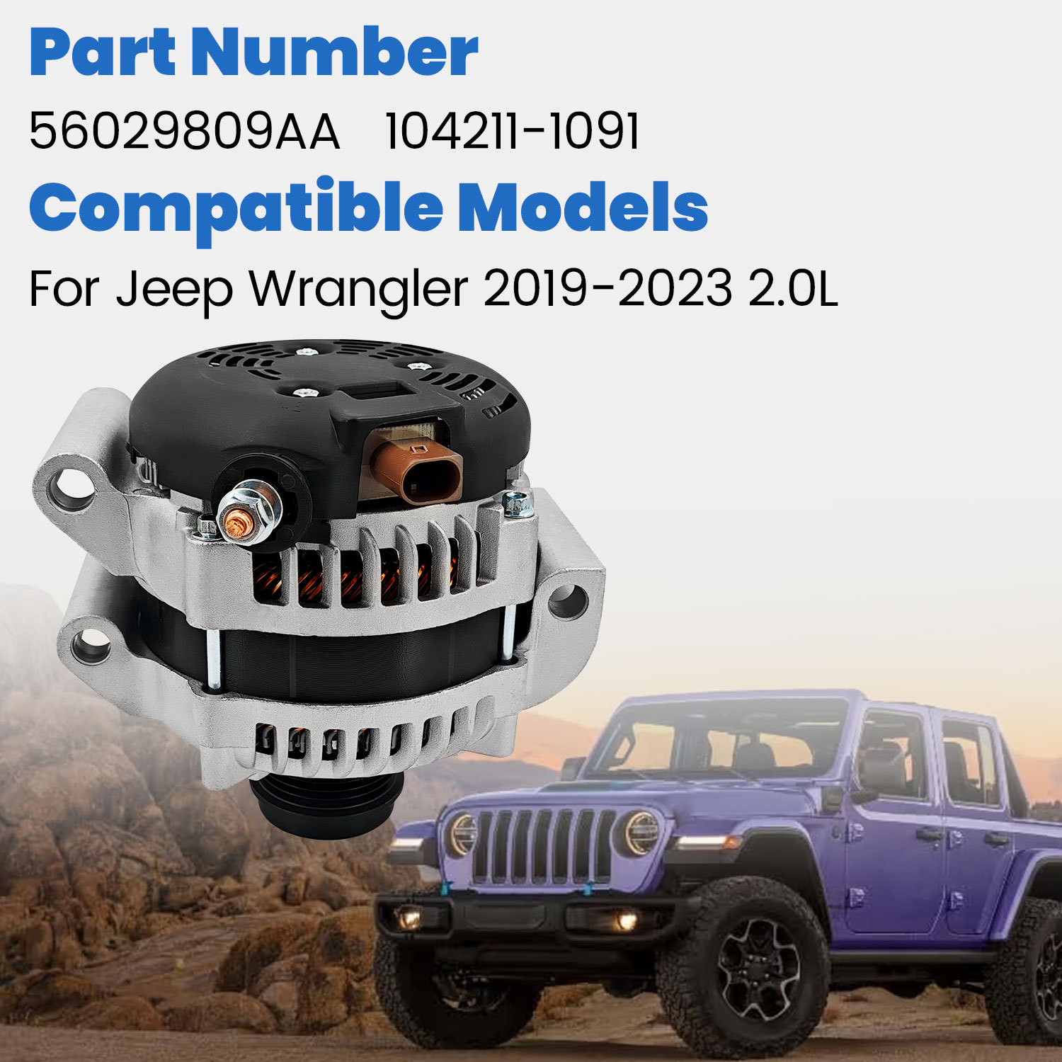 12V 240A Alternator Compatible with Jeep Wrangler Unlimited Sport 2019-2023 2.0L