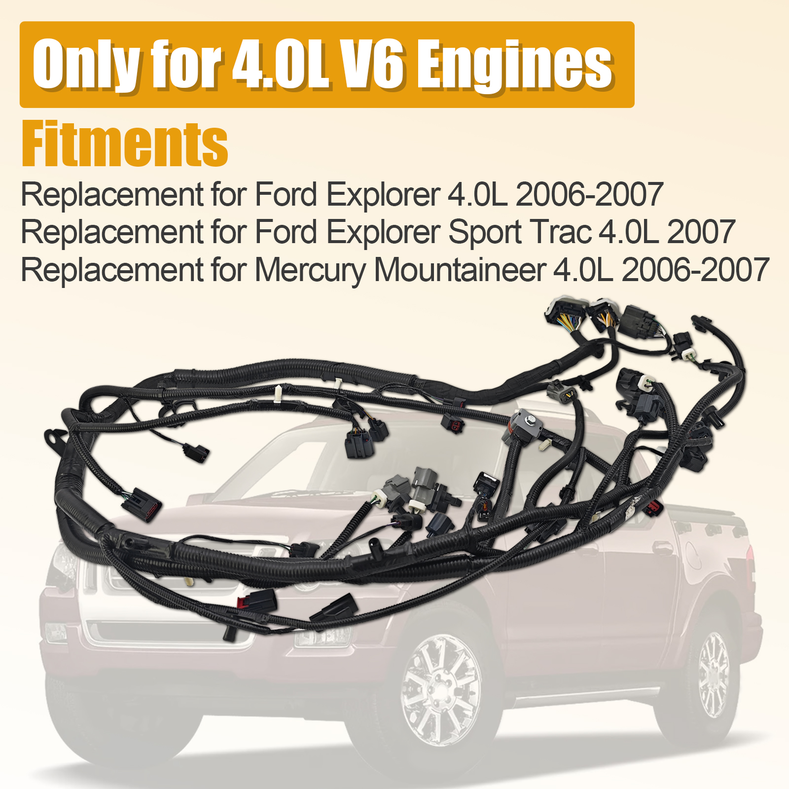 Engine Wire Wiring Harness for Ford Explorer/Explorer Sport 4.0L V6 for Mercury Mountaineer 4.0L V6 2006-2007