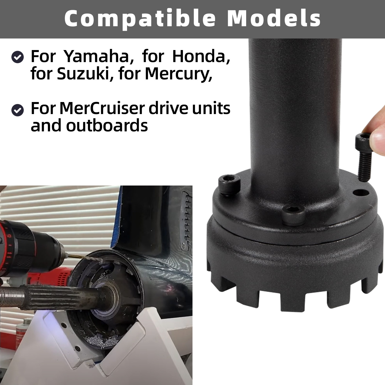 Lower Carrier Retaining Ring Nut Wrench Tool Kit Fit for Yamaha, Honda, Suzuki, Mercury, MerCruiser Outdrives & Outboards