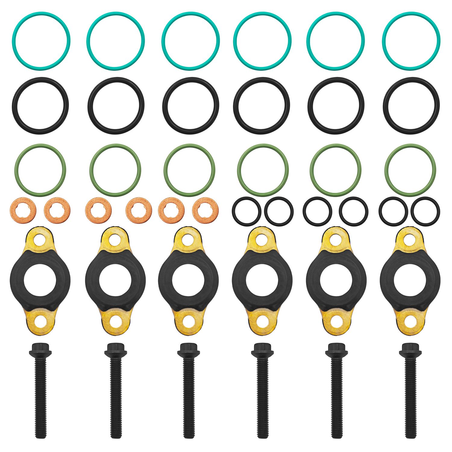 6PCS Fuel Injector O-Ring Seal Kit for Detroit Diesel DD13 DD15 Engines