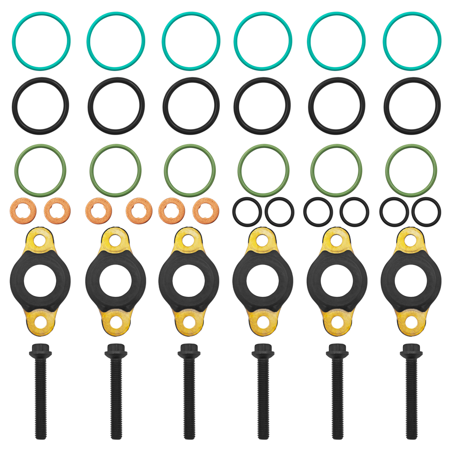 6PCS Fuel Injector O-Ring Seal Kit for Detroit Diesel DD13 DD15 Engines