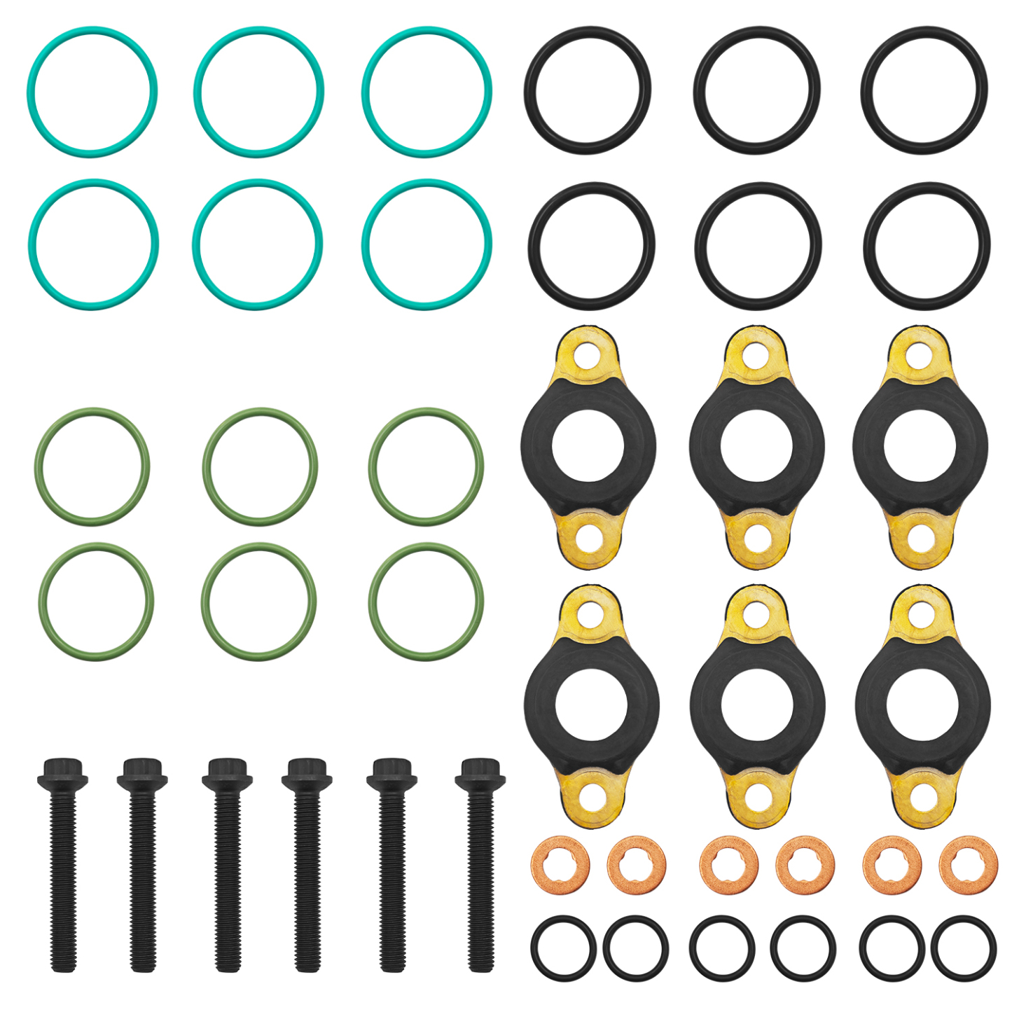 6PCS Fuel Injector O-Ring Seal Kit for Detroit Diesel DD13 DD15 Engines