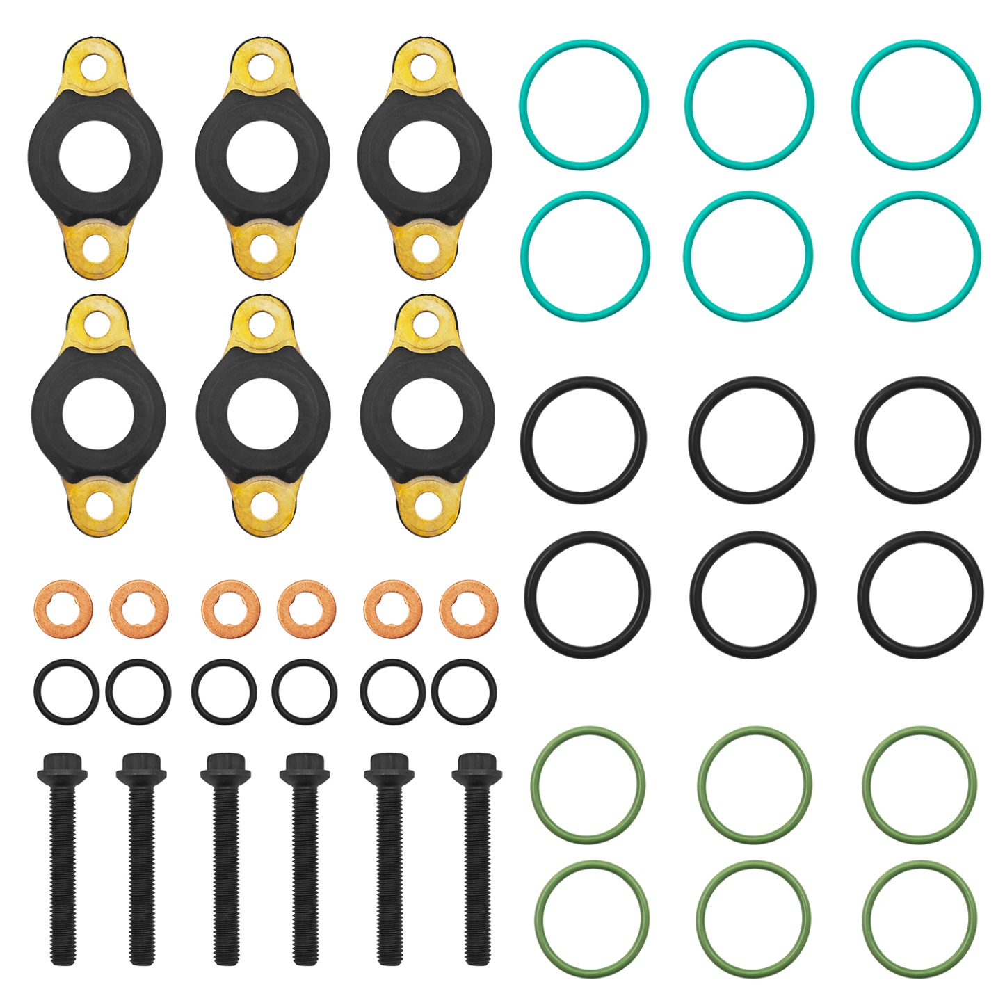 6PCS Fuel Injector O-Ring Seal Kit for Detroit Diesel DD13 DD15 Engines