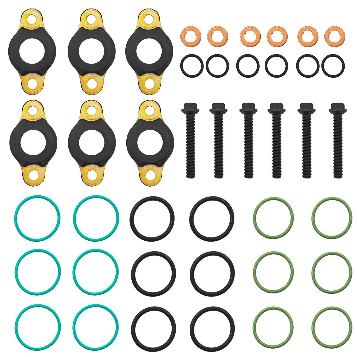 6PCS Fuel Injector O-Ring Seal Kit for Detroit Diesel DD13 DD15 Engines