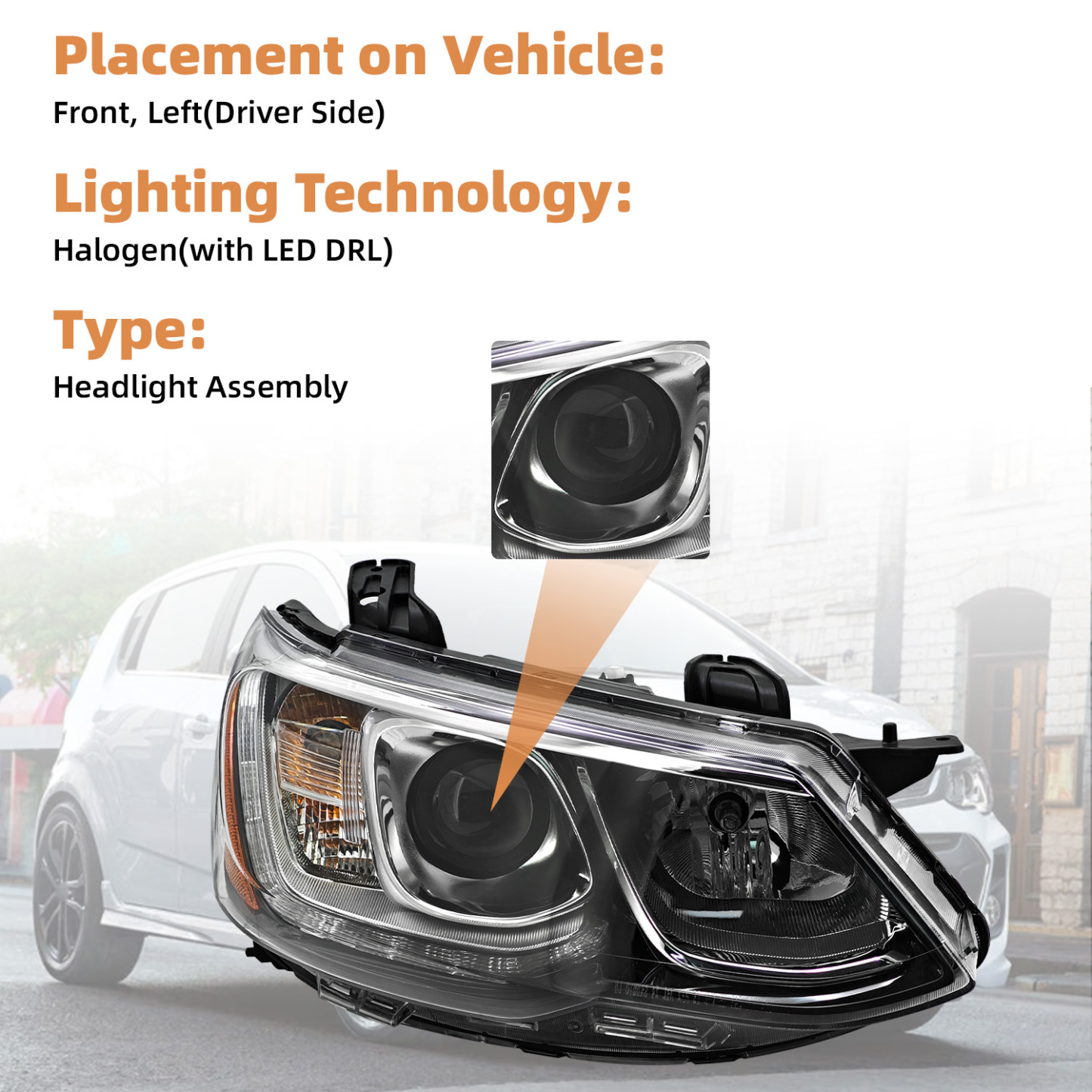 Headlight Assembly Compatible with Chevy Sonic 2017-2020 - Right Passenger Side