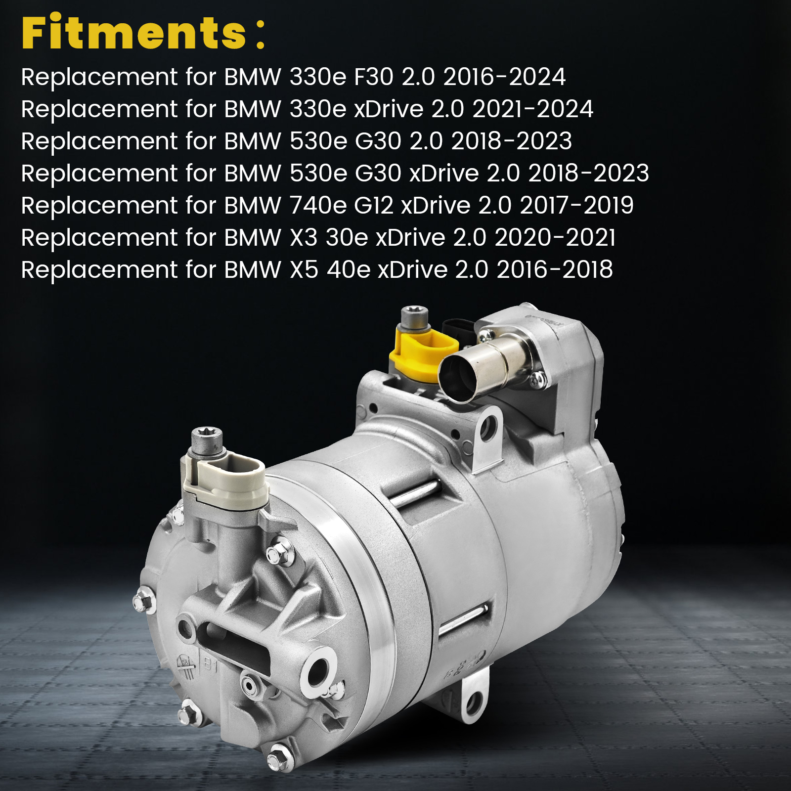 A/C Compressor Fits for BMW 330e 530e 740e X3 X5 xDrive 2016-2024