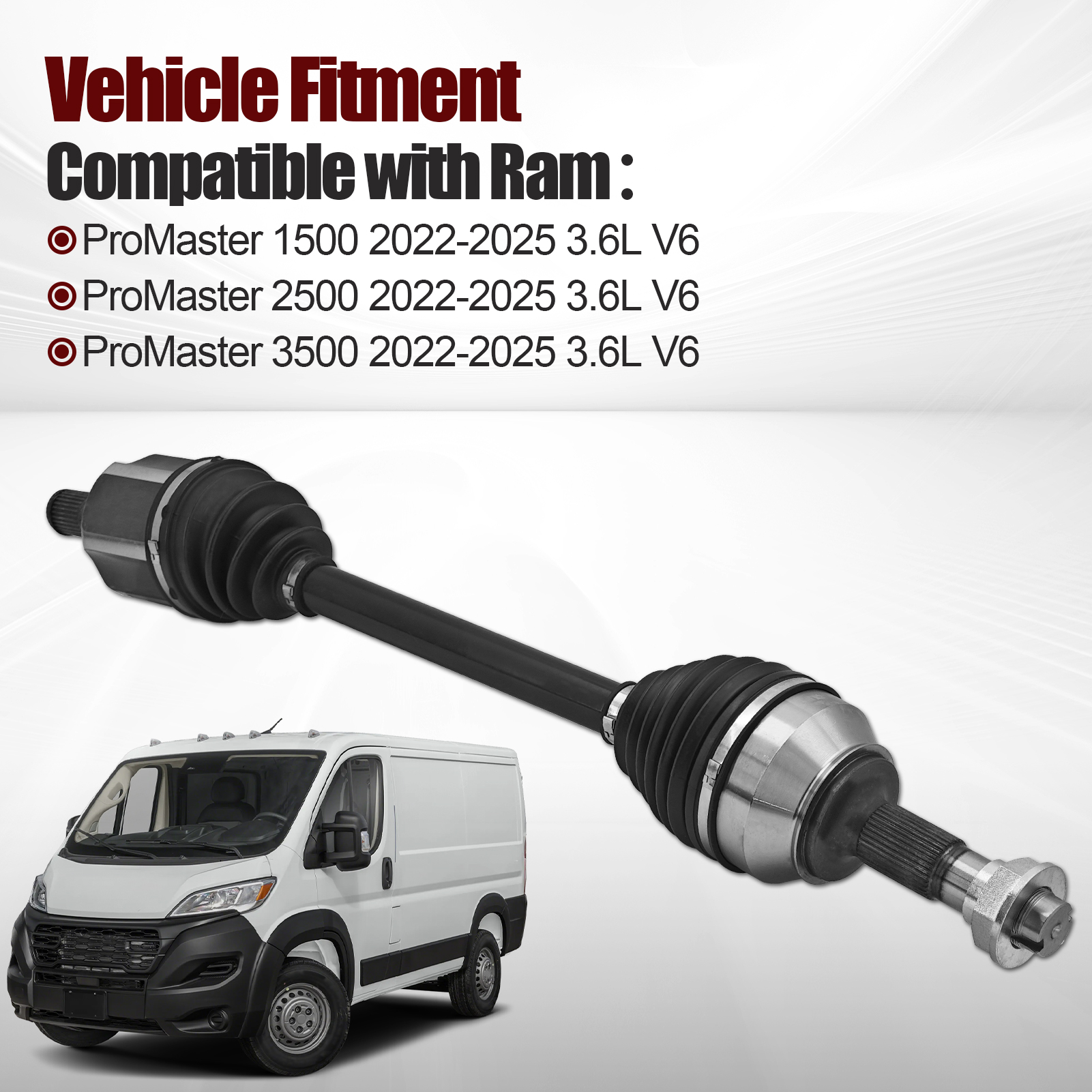 Left Driver Side CV Axle Half Shaft Fits for Ram ProMaster 1500/2500/3500 3.6L V6 2022-2025