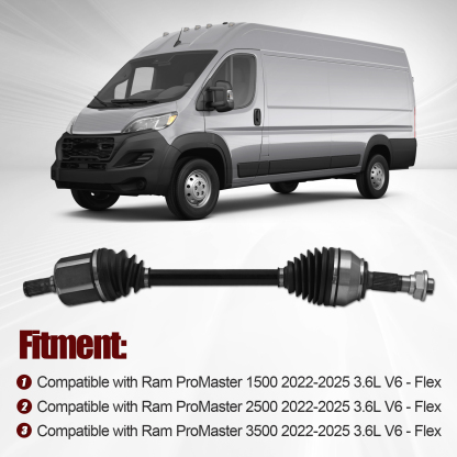 Left Driver Side CV Axle Half Shaft Fits for Ram ProMaster 1500/2500/3500 3.6L V6 2022-2025