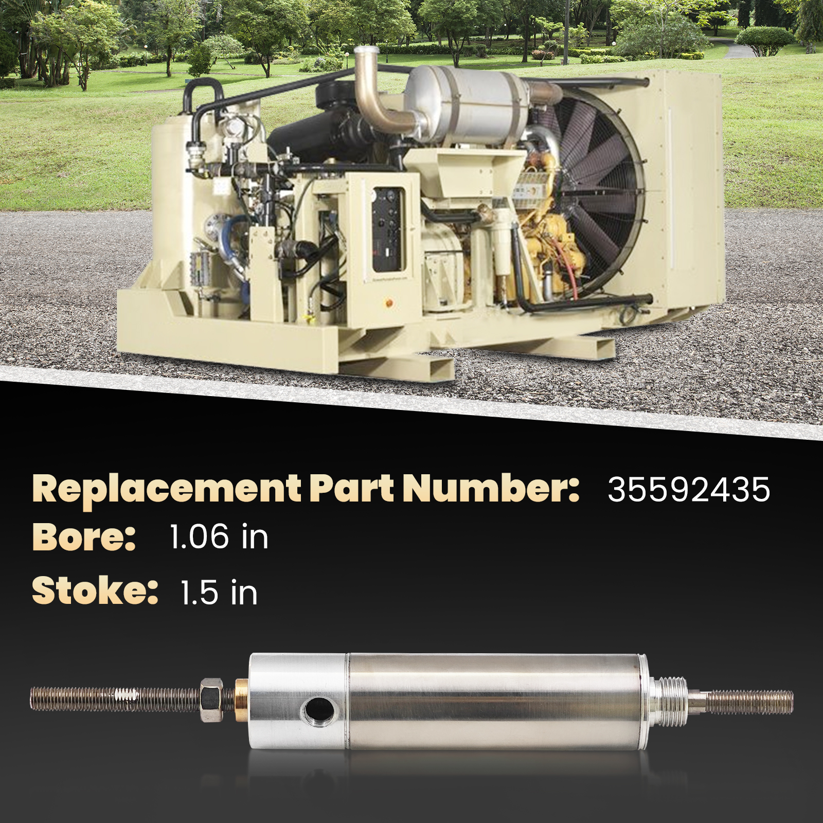 Pneumatic Air Cylinder Compatible with Ingersoll Rand Air Compressor XP375WJD P185WJD