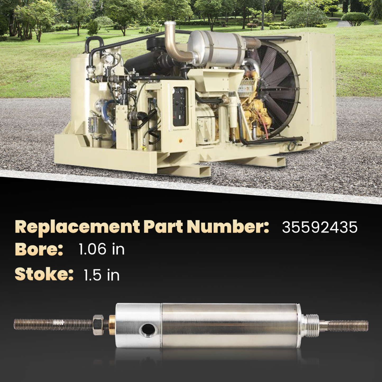 Pneumatic Air Cylinder Compatible with Ingersoll Rand Air Compressor XP375WJD P185WJD