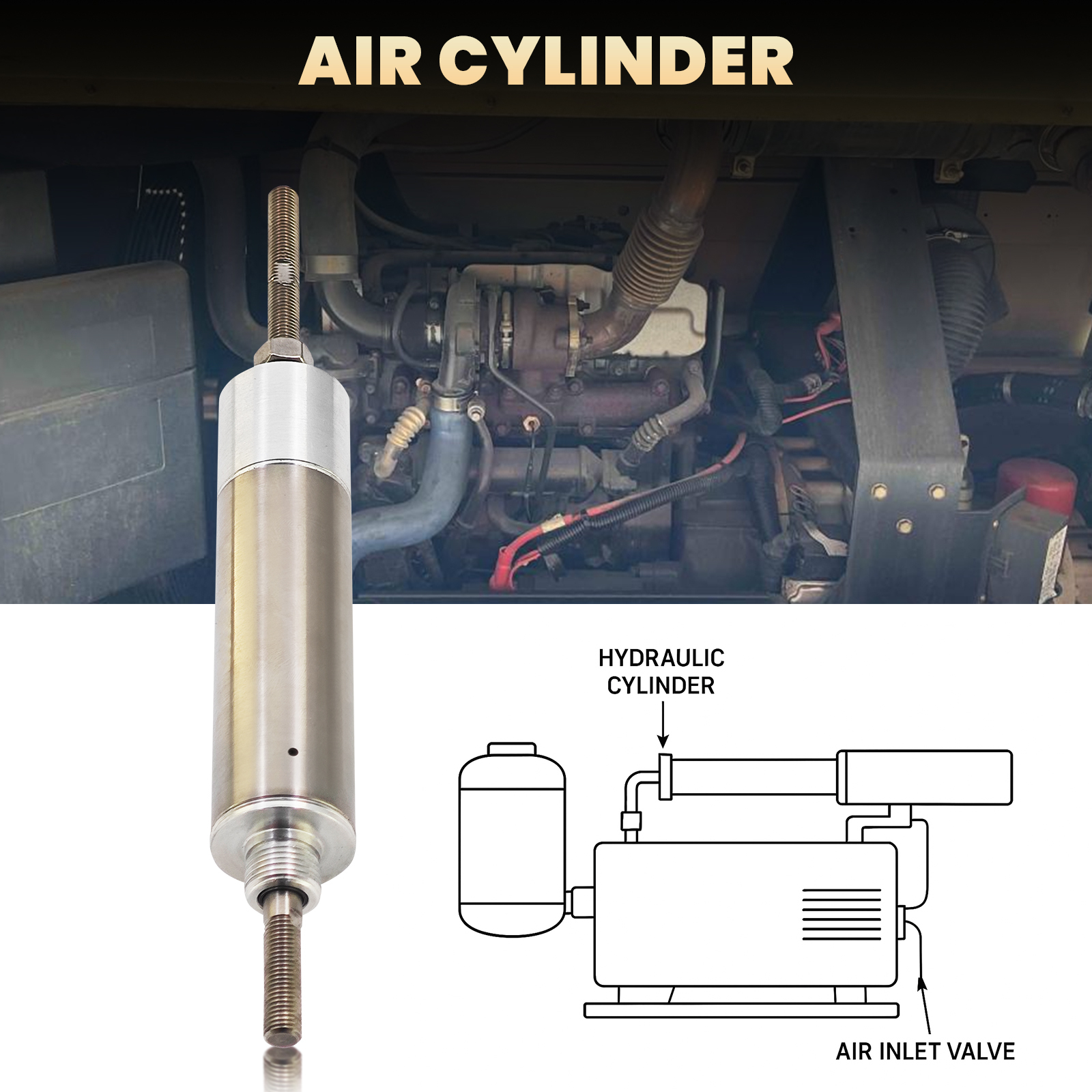 Pneumatic Air Cylinder Compatible with Ingersoll Rand Air Compressor XP375WJD P185WJD