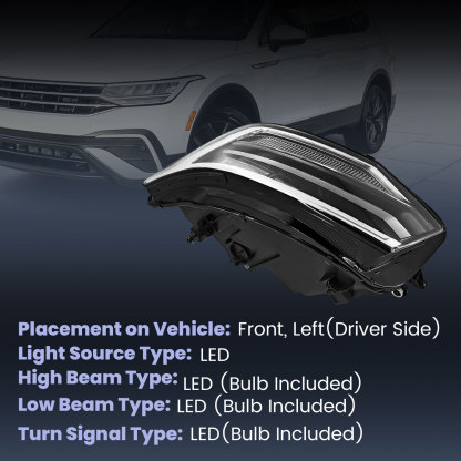 LED Headlight Fits for Volkswagen Tiguan SE 2022-2024 -Left Driver Side Non-AFS