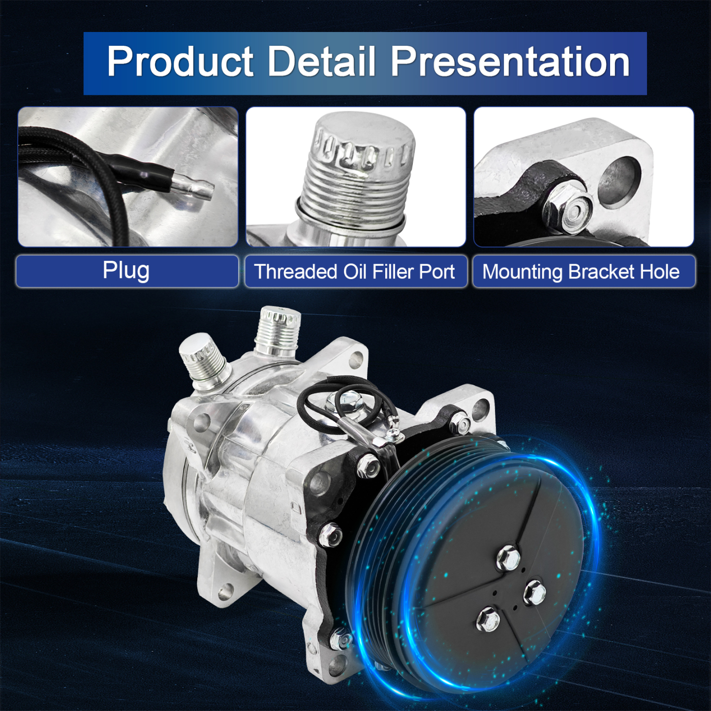 Air Conditioning Compressor for ford fits for New Holland 1089 1095 2450 2550 5640 6640 7740 7840 8240 8340 TS90 TS100 TS110 TS115