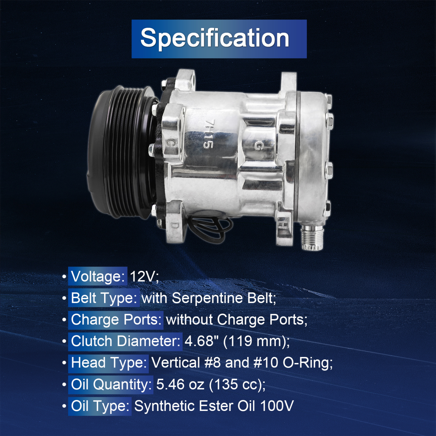 Air Conditioning Compressor for ford fits for New Holland 1089 1095 2450 2550 5640 6640 7740 7840 8240 8340 TS90 TS100 TS110 TS115