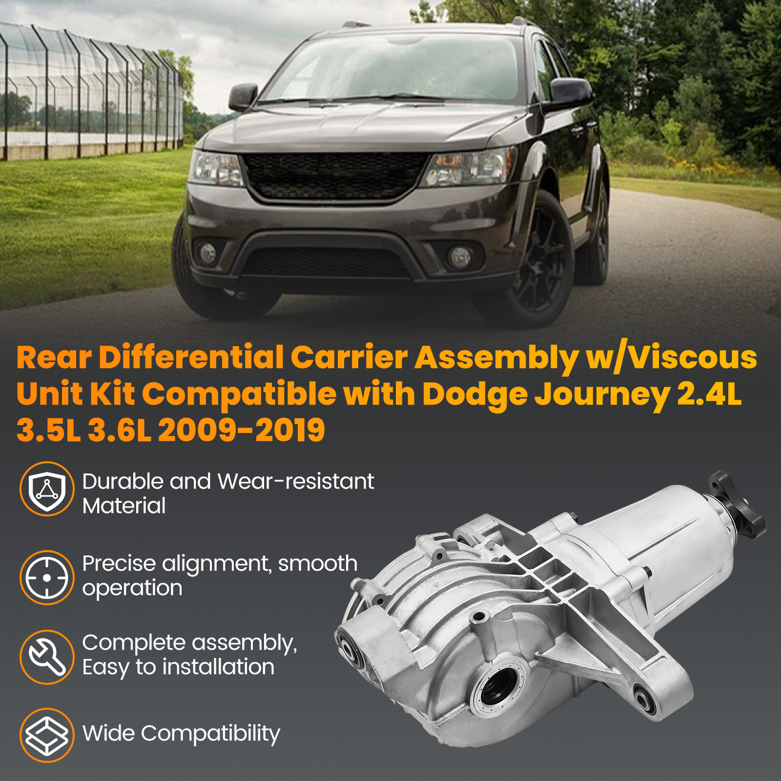 Rear Differential Carrier Assembly Compatible with Dodge Journey 2.4L 3.5L 3.6L 2009-2019 w/Viscous Unit Kit