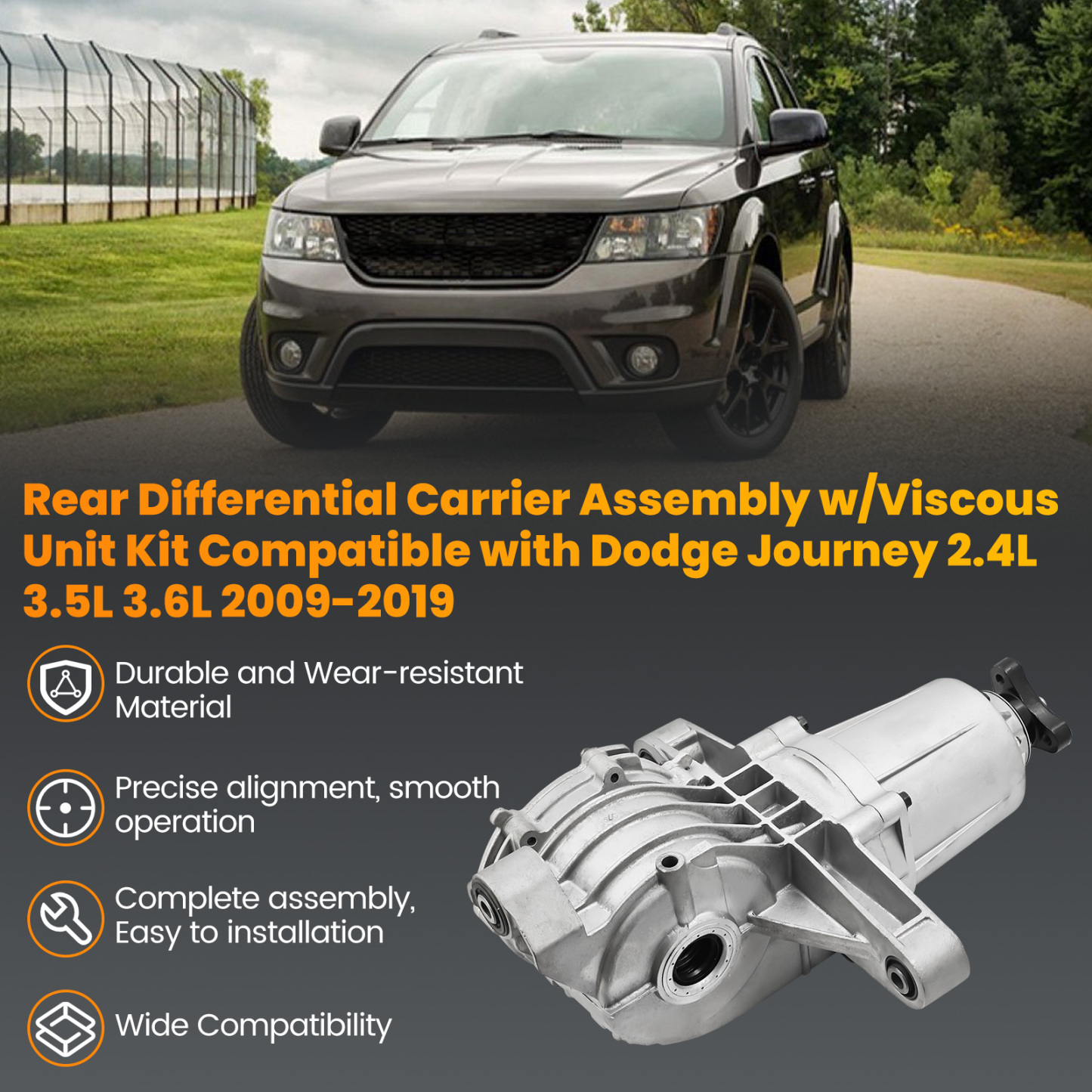 Rear Differential Carrier Assembly Compatible with Dodge Journey 2.4L 3.5L 3.6L 2009-2019 w/Viscous Unit Kit