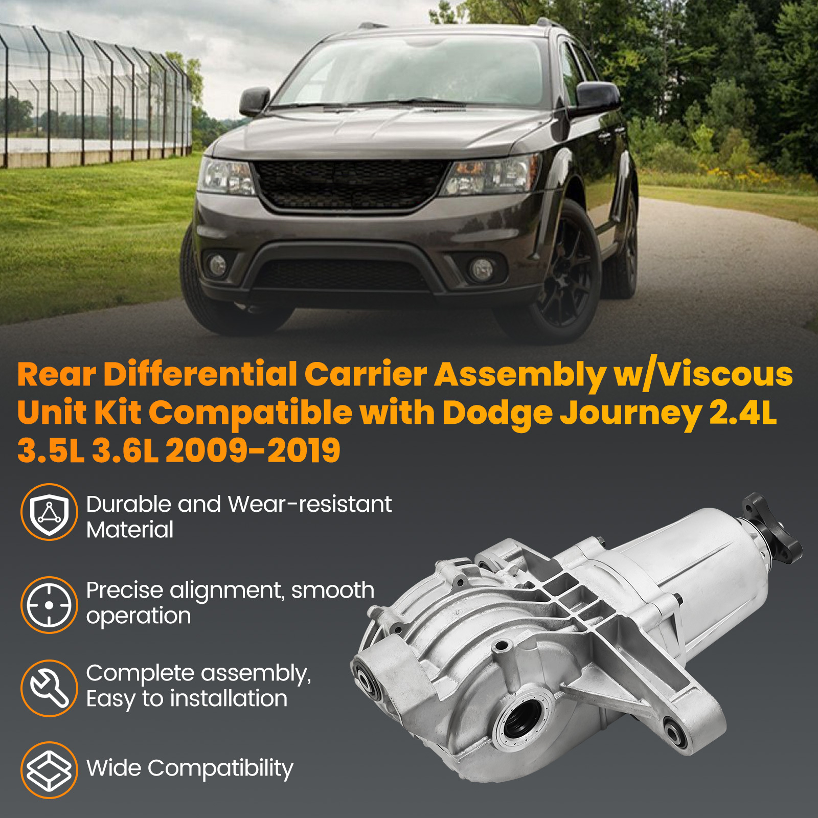 Rear Differential Carrier Assembly Compatible with Dodge Journey 2.4L 3.5L 3.6L 2009-2019 w/Viscous Unit Kit