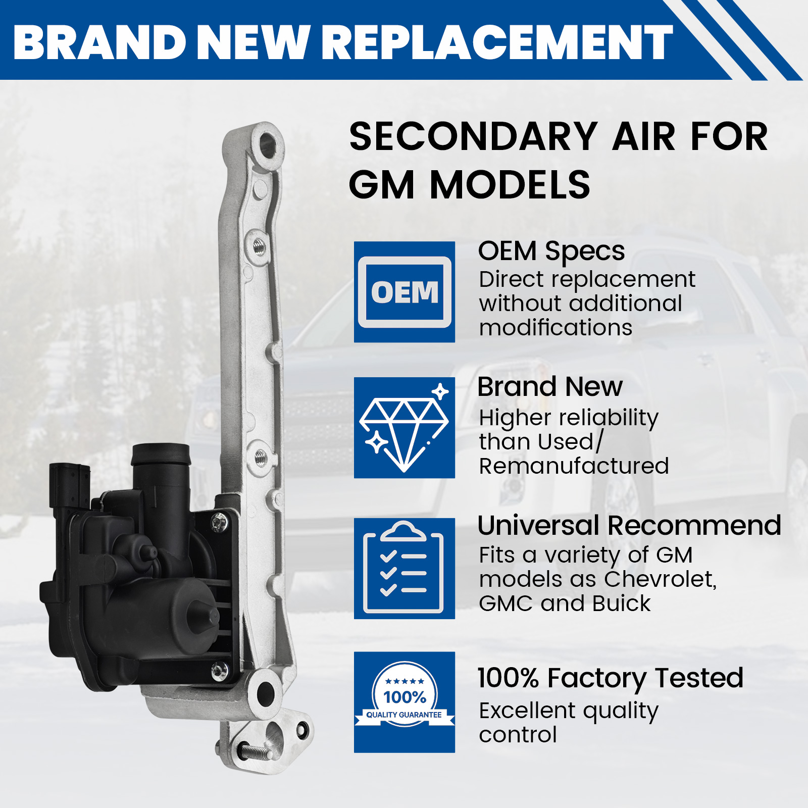  Secondary Air Injection Check Valve 2.4L For Chevy Malibu/Cobalt/Equinox, For Buick LaCrosse/Regal, For Pontiac G5 G6, For GMC Terrain and Saturn Aura