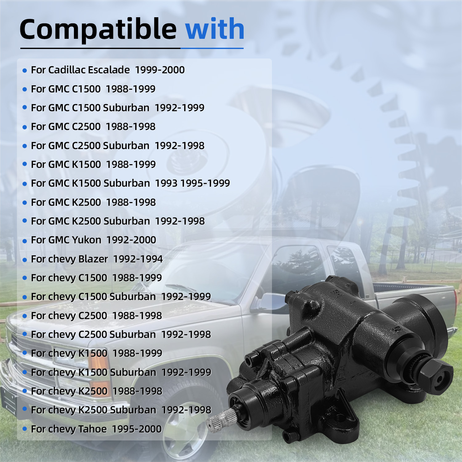 Power Steering Box 12.7:1 Ratio Quick Ratio for Chevy C1500 C2500 K1500 K2500 Tahoe for Cadillac Escalade for GMC C1500 1988-2000