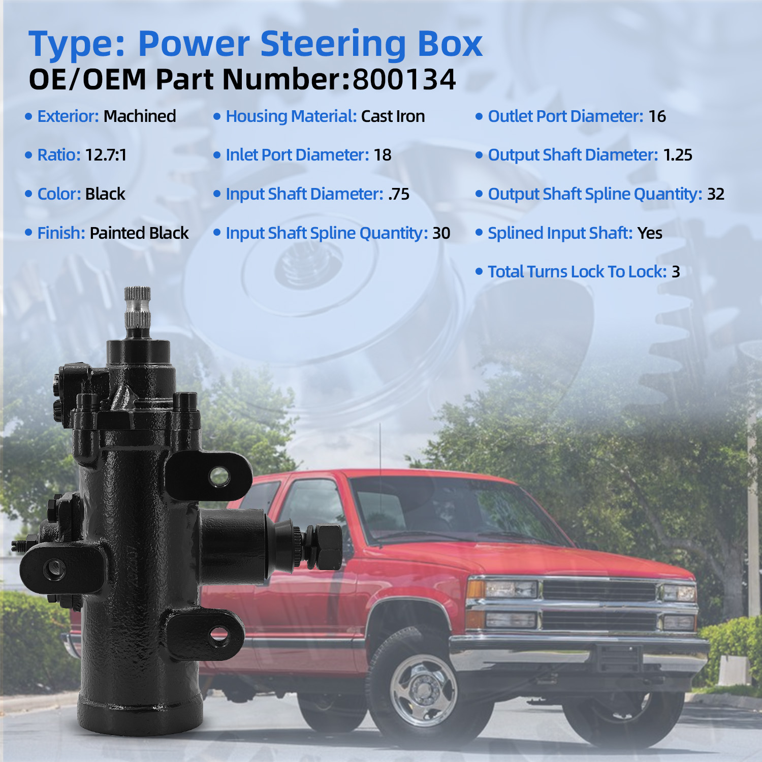 Power Steering Box 12.7:1 Ratio Quick Ratio for Chevy C1500 C2500 K1500 K2500 Tahoe for Cadillac Escalade for GMC C1500 1988-2000