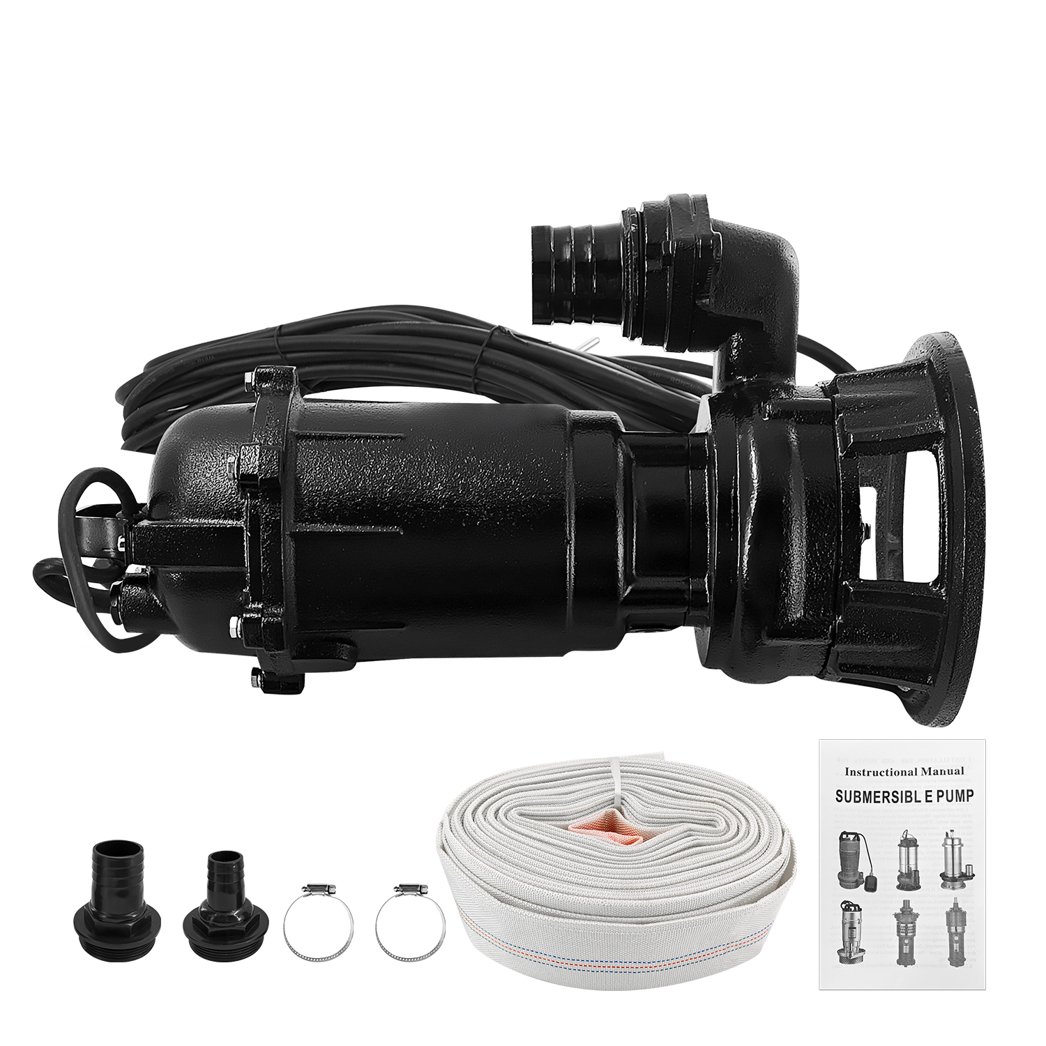 2HP 220V Sewage Grinder Pump w/Blades, 6498GPH Sewer Effluent Pump | w/Automatic Float Switch and 66ft Hose, for Sump Basin, Basement, Residential Sewage, 2'' NPT Discharge