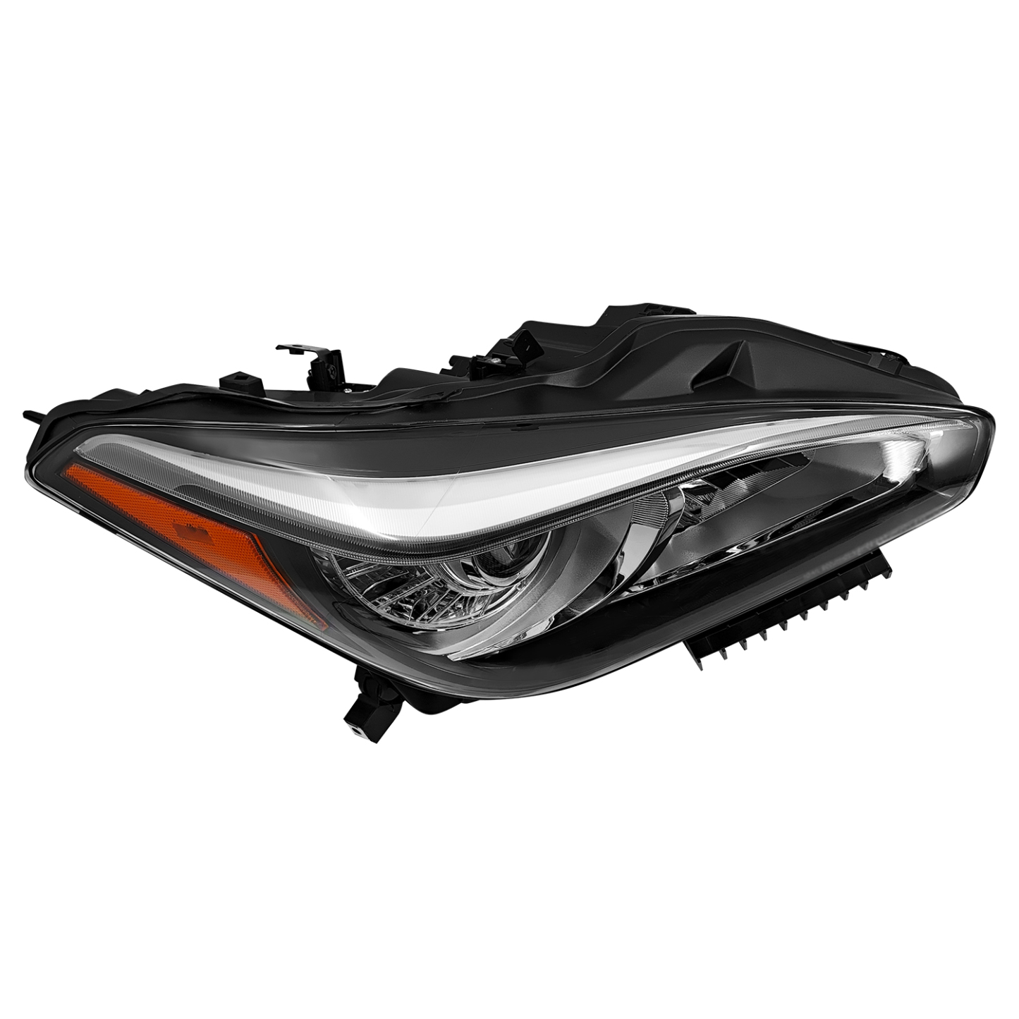 Right LED DRL Headlight Assembly Fits for Infiniti Q70 Q70L Sedan 2015-2019 5.6L / 3.7L Headlamp w/o AFS w/Turn Signal Hi/Low Sealed Beam 