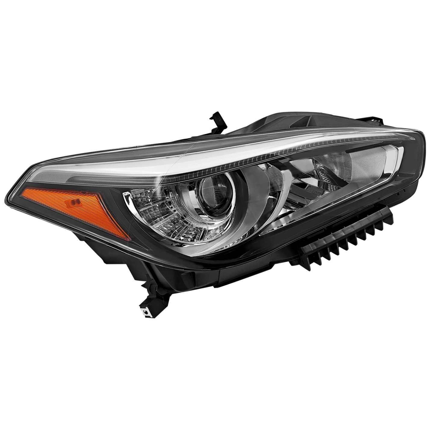 Right LED DRL Headlight Assembly Fits for Infiniti Q70 Q70L Sedan 2015-2019 5.6L / 3.7L Headlamp w/o AFS w/Turn Signal Hi/Low Sealed Beam 