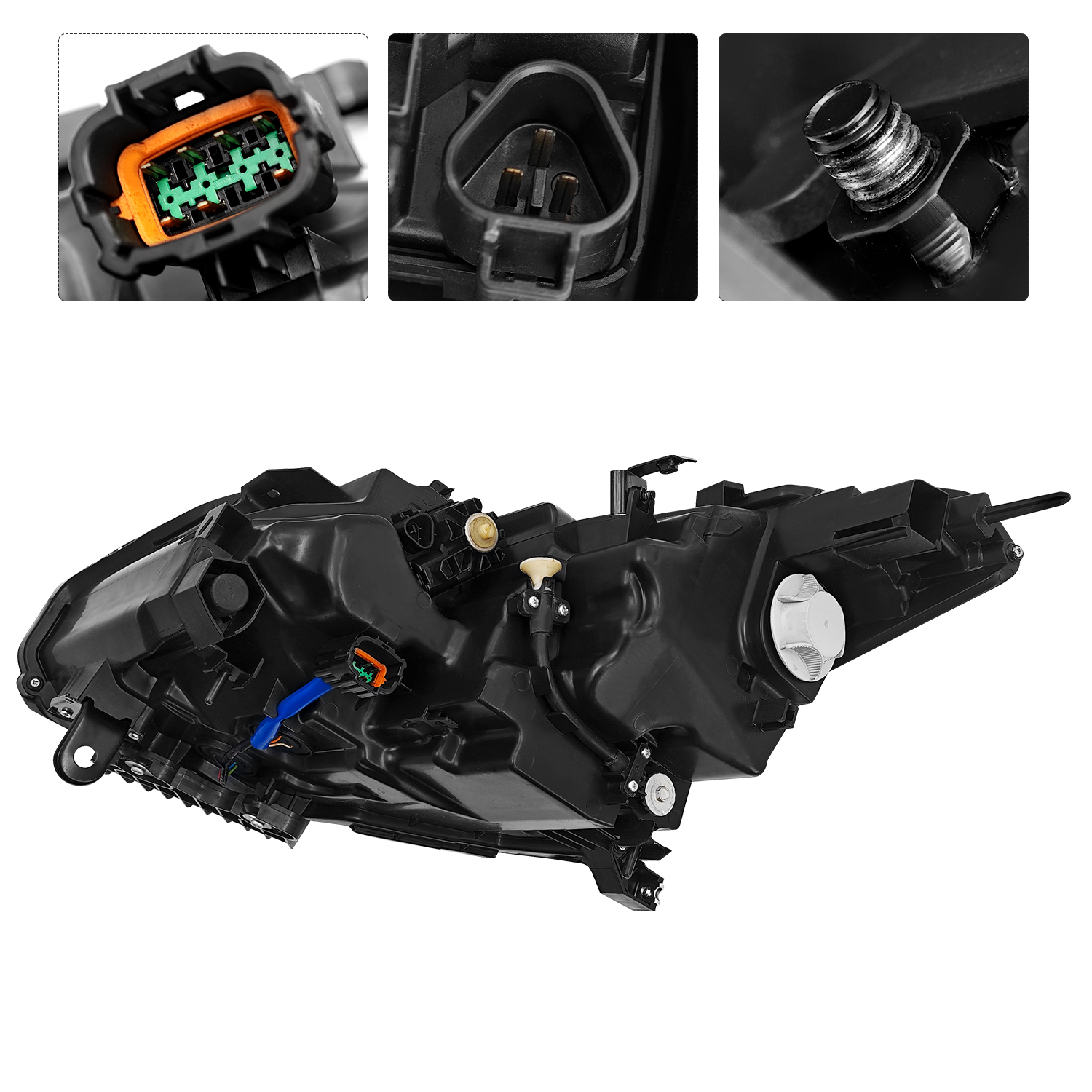 Right LED DRL Headlight Assembly Fits for Infiniti Q70 Q70L Sedan 2015-2019 5.6L / 3.7L Headlamp w/o AFS w/Turn Signal Hi/Low Sealed Beam 