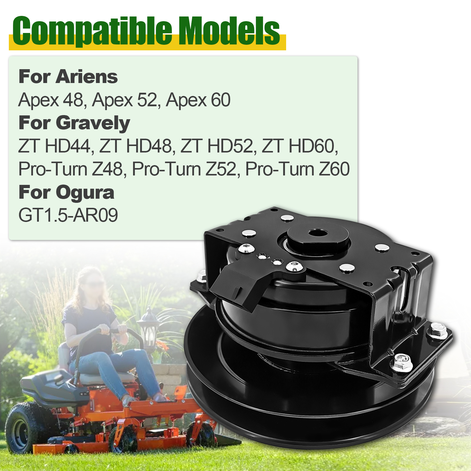 Electric PTO Clutch for Ariens Apex 48/52/60 for Gravely ZT HD 44/48/52/60 Pro-Turn Pro Turn Z48/Z52/Z60 for Ogura GT1.5-AR09