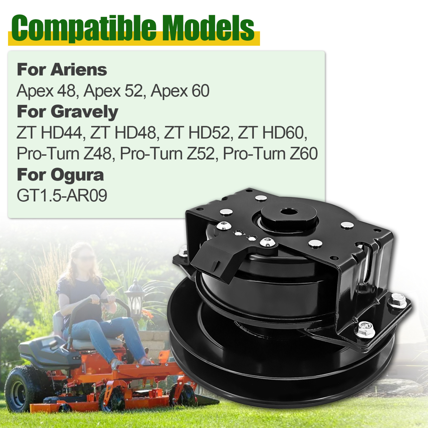 Electric PTO Clutch for Ariens Apex 48/52/60 for Gravely ZT HD 44/48/52/60 Pro-Turn Pro Turn Z48/Z52/Z60 for Ogura GT1.5-AR09