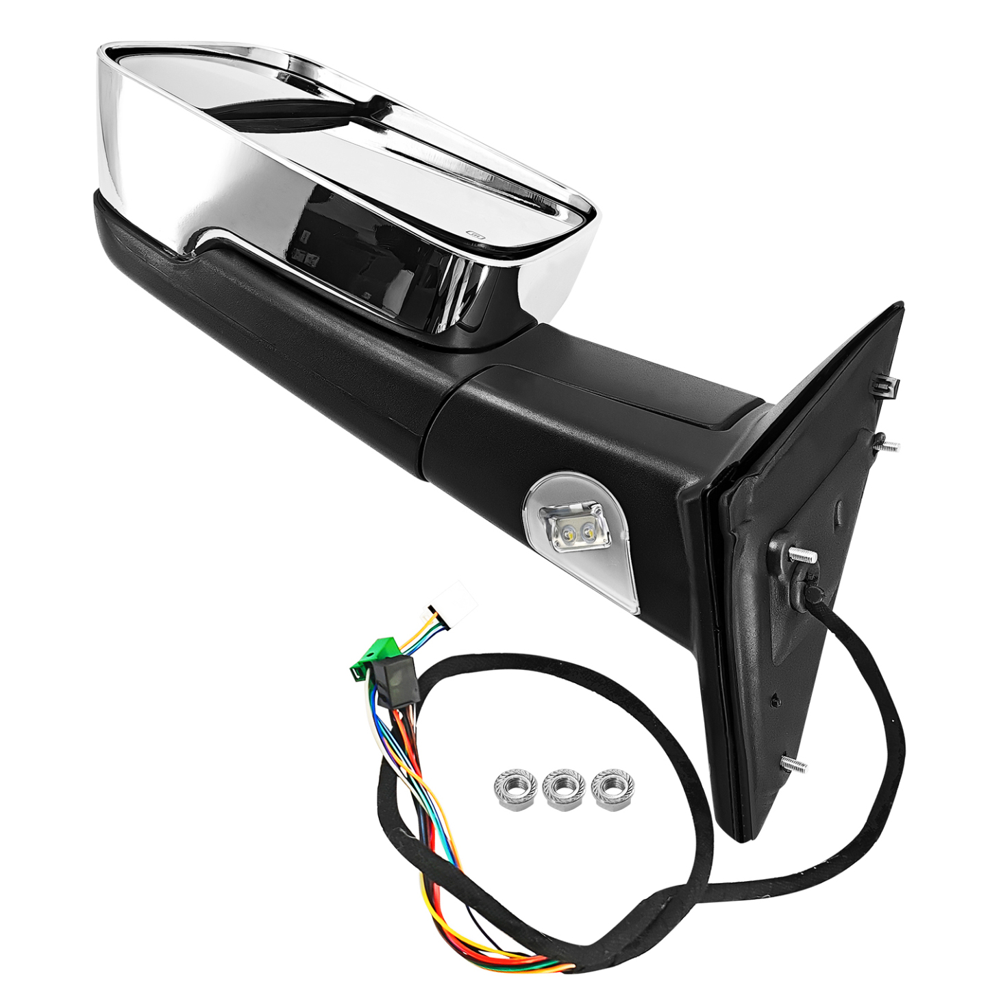 Left Driver Side Tow Mirror Chrome Fits for Ram 2500 3500 2019-2022 Support Power Folding Power Glass Adjust & Heated Support BSM with Turn Signal Light Puddle Light