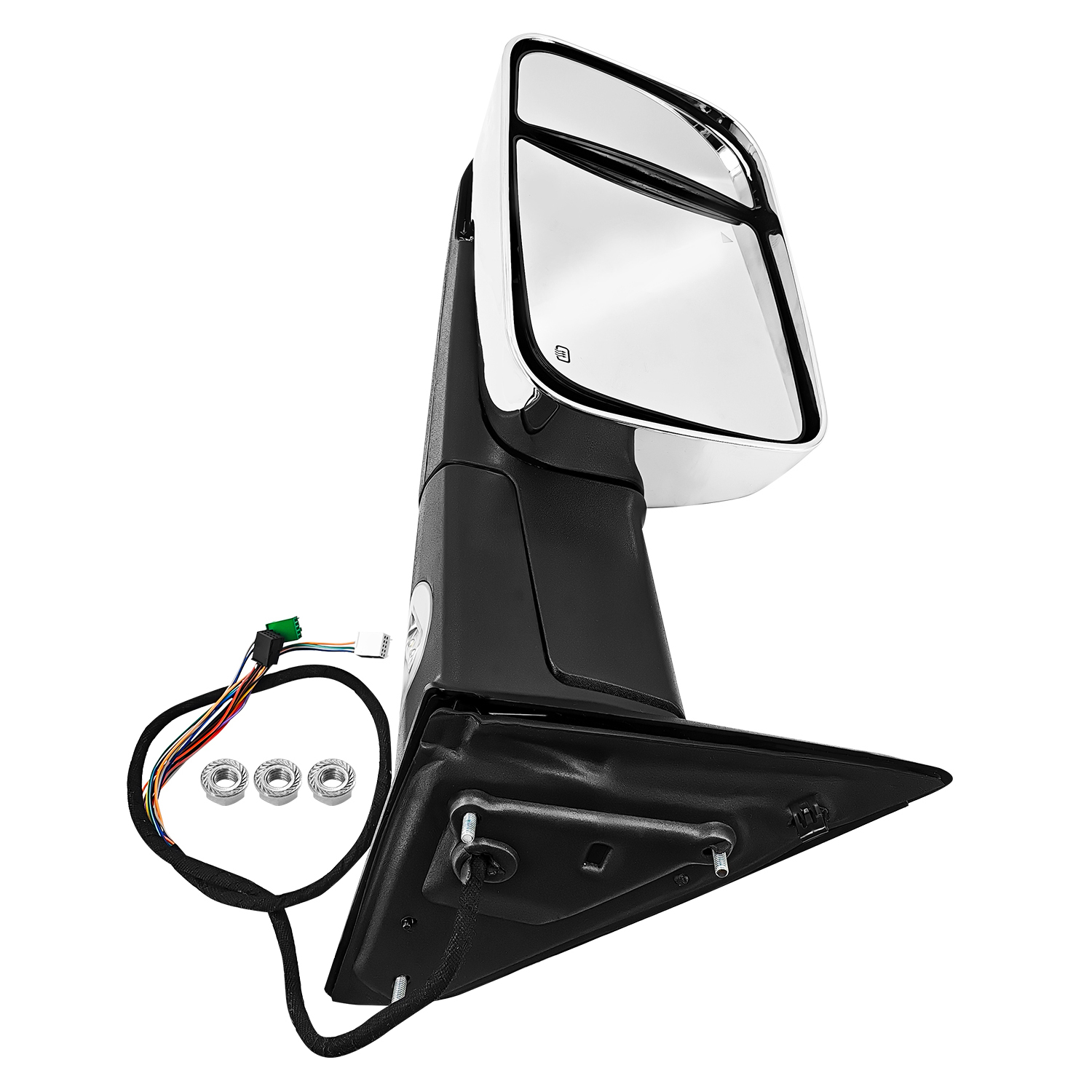 Left Driver Side Tow Mirror Chrome Fits for Ram 2500 3500 2019-2022 Support Power Folding Power Glass Adjust & Heated Support BSM with Turn Signal Light Puddle Light