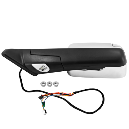Left Driver Side Tow Mirror Chrome Fits for Ram 2500 3500 2019-2022 Support Power Folding Power Glass Adjust & Heated Support BSM with Turn Signal Light Puddle Light