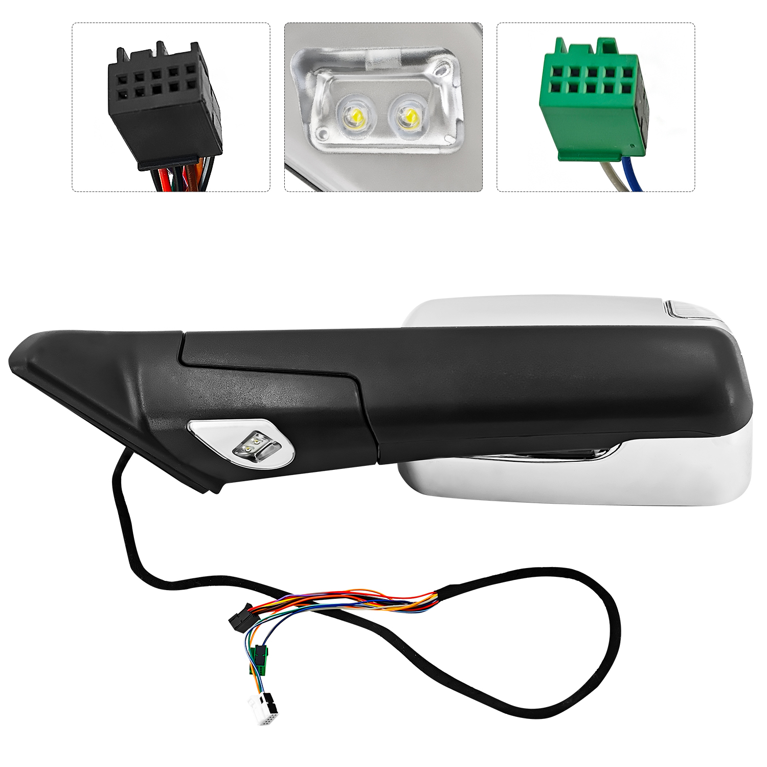 Left Driver Side Tow Mirror Chrome Fits for Ram 2500 3500 2019-2022 Support Power Folding Power Glass Adjust & Heated Support BSM with Turn Signal Light Puddle Light