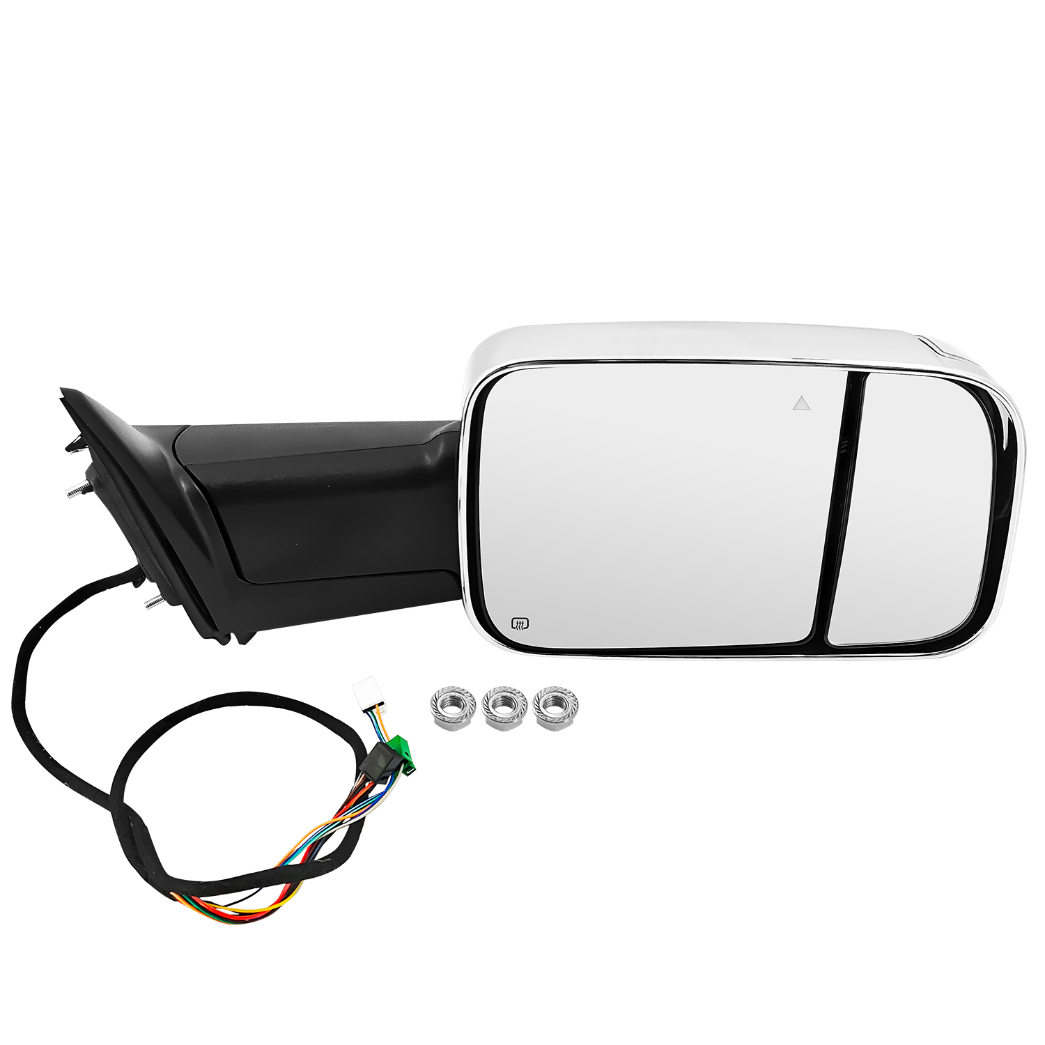 Right Passenger Side Tow Mirror Chrome Fits for Ram 2500 3500 2019-2022 Support Power Folding Power Glass Adjust & Heated Support BSM with Turn Signal Light Puddle Light