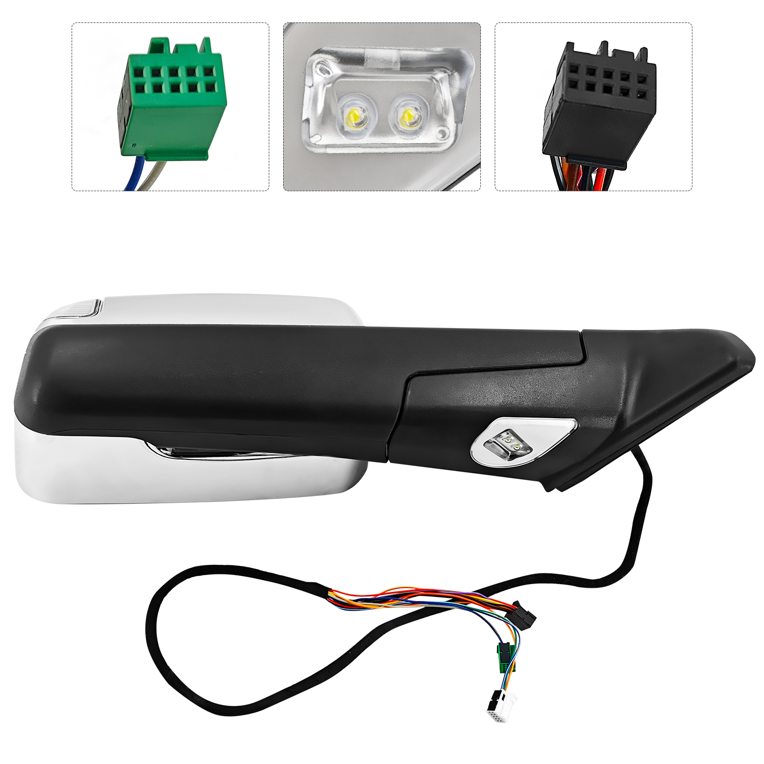 Right Passenger Side Tow Mirror Chrome Fits for Ram 2500 3500 2019-2022 Support Power Folding Power Glass Adjust & Heated Support BSM with Turn Signal Light Puddle Light